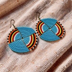 Beaded Hoop Earrings- Colorful hoop earrings NWOT